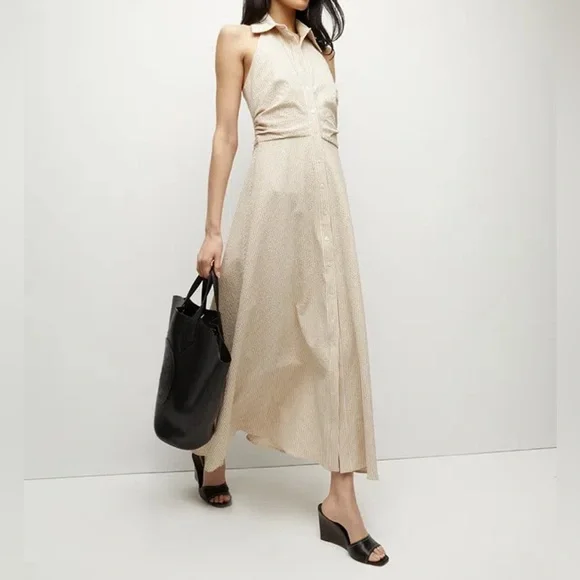 satin maxi dress halter Veronica Beard Izaren Halter Maxi Dress | Cactus main image 0